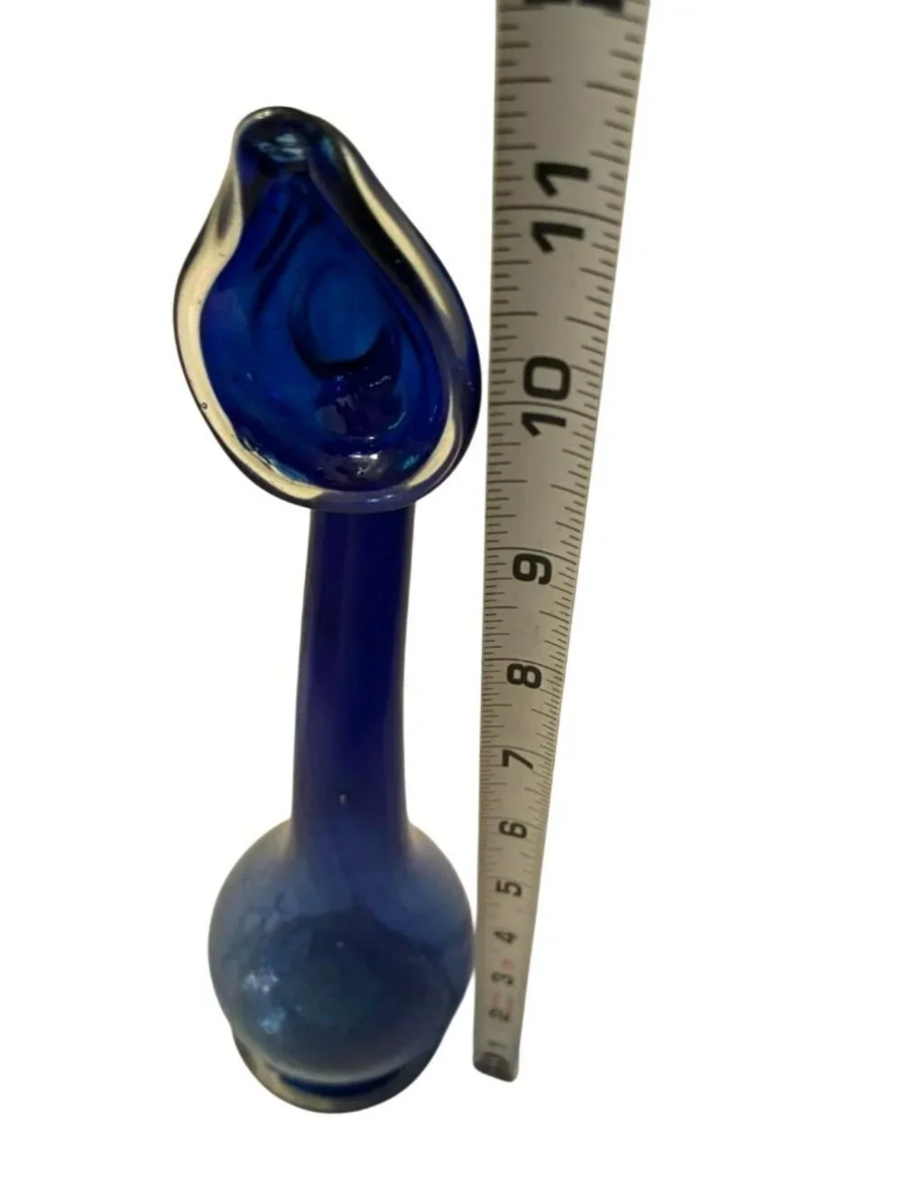 Vintage Cobalt Blue Swirl Glass Tear Catcher Vase Middle Eastern Rare JH1880